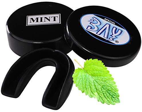 BAY Zahnschutz Aroma Minz für Erwachsene und Jugendliche ab 13 Jahre, mit Hygienebox, CE-geprüft, Pfefferminzgeschmack, Schwarz, Universalgröße