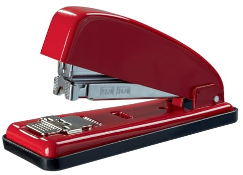 Petrus 44793 - Grapadora Metálica de Oficina Mod. 226, Grapa Hasta 30 Hojas, Tecnología de Impacto Directo, Grapado Cerrado, Abierto y Clavado, Cargador Doble Guía, Color Rojo