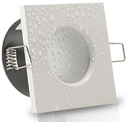 trendlights24 Aqua Base IP65 Decken Einbauleuchten Bad eckig - 6er Set 230V LED 5,0W Warmweiß - Weiß - Einbaustrahler für Feuchtraum & außen
