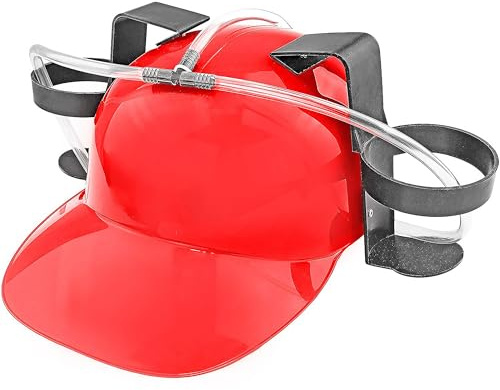 Fairly Odd Novelties Beer Soda Guzzler Helmet Drinking Party Hat, Red