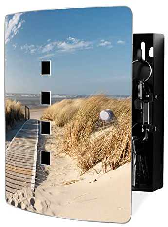 banjado Design Schlüsselkasten aus Edelstahl für 10 Schlüssel/Schlüsselschrank zur Schlüssel Aufbewahrung 24 x 21,5 x 7cm groß mit praktischem Magnetverschluss/Motiv Dünen