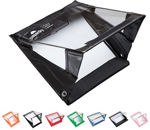 Wasserdichtes Klemmbrett A5 Querformat von Paperdry, Schwarz, Hochwertiger PVC-Kunststoff mit Kälteschutz, Wetterfeste Abgedeckte Klemmplatte mit Stauraum, A5 Wetterfeste Dokumentenhalter