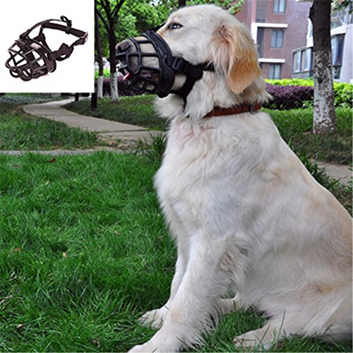 Anti-Kauen Beißen Barking, weicher Verstellbarer atmungsaktiv, Sicherheit Maske für kleine mittlere Große Hunde Mund Abdeckung (Schwarz, 4#(30-34cm))