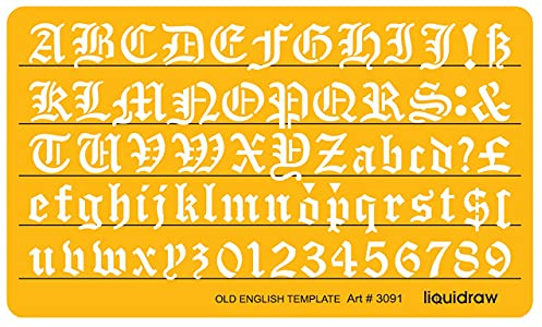 Old English Letter Schablonen 10mm, Lettering Stencils for Crafts English Stencil Alphabet Number Drawing Drafting Template