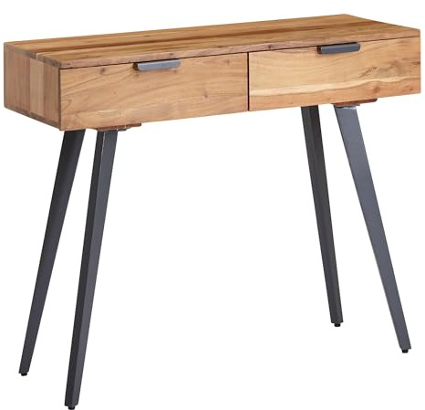 FineBuy Console 90x36x78 cm Bois Massif Acacia avec Tiroirs