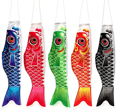 Cabilock 5stücke Teiliges Japanische Karpfenflaggen Stilvolle Fischflaggen Für Sanften Wind Zur Dekoration Von Haus Boot Oder Marina Zufällige Farben