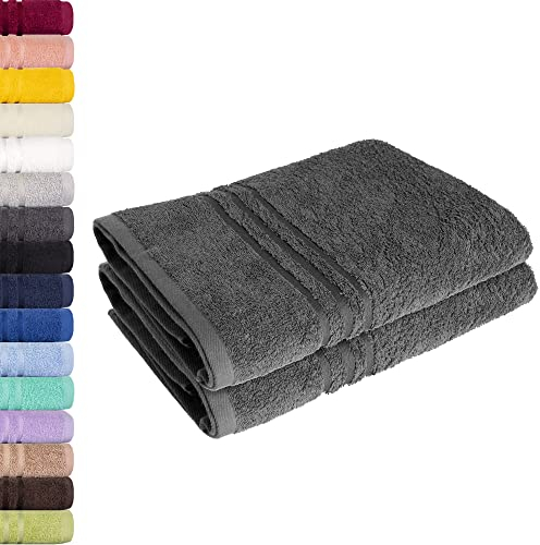 Lavea® Saunatuch 80x200 cm – Hochwertige, Saugstarke Saunatücher aus 100% Baumwolle, Frottierserie Elena – Waschbar und Strapazierfähig - 2er Set - Anthrazit