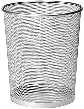 ZYBUX Circular Mesh Trash Can, Waste Basket Garbage Can Waste Can for Bathrooms, Kitchens, Home Offices, Dorm Rooms, Household Bin - Lightweight Sturdy Metal Bin 27cm x 23.5cm - Silver