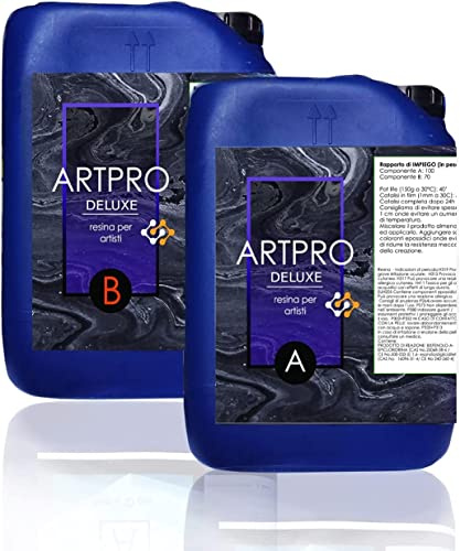 Resin Pro® 9 Kg Art Pro Deluxe Epoxidharz: Ideal für schräge/vertikale Oberflächen, für Beschichtungen, Untersetzer, Tabletts - Zertifiziert ungiftig - Technischer Kundendienst - 100% Made in Italy