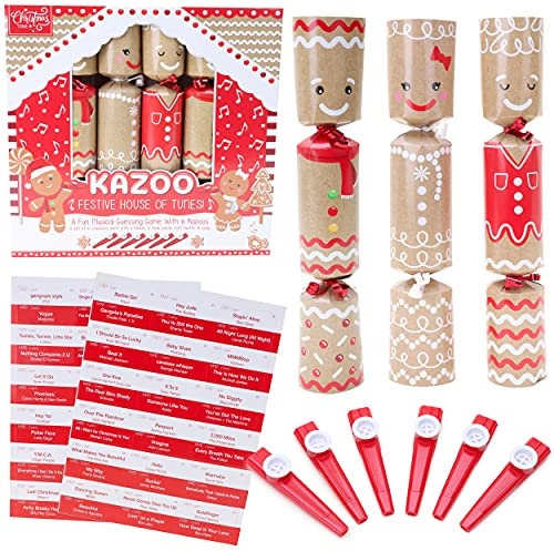 Toyland® Confezione da 6 - Kazoo Gingerbread Christmas Crackers - Contiene Un Gioco di ipotesi Musicale - Giochi per Feste di Natale Category F1