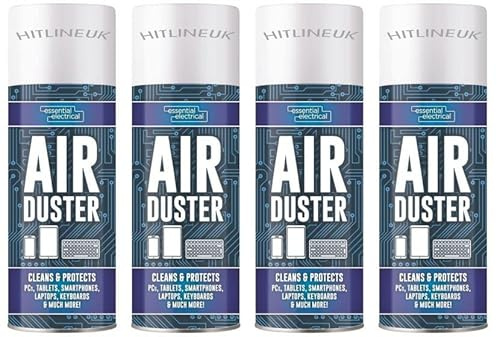 400ml Compressed Air Duster Spray Can All Purpose Cleaner Protects Laptops Keyboards (4 Cans)