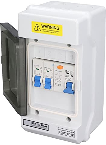 Leakage Circuit Breaker Consumer Unit, 40A 30mA RCD+2MCB(6A+16A) 230V 50Hz Mini 2 Way for Garages, Caravans, Workshops