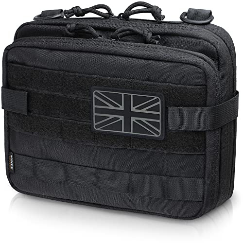 WYNEX Tactical Large Admin Pouch of Double Layer Design, Molle EDC EMT Utility Pouch with Map Sleeve Modular Tool Pouch Large Capacity Flag Patch Included