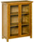 HOMCOM Sideboard mit 2 Glastüren Mehrzweck-Wohnzimmerschrank mit 2 verstellbaren Innenböden Retro-Stil für Bad Küche Esszimmer 66x31,8x86,8 cm Nussbaum