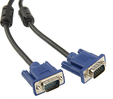 High-Tech Place 5m Haute Qualité VGA 15Pin Mâle à VGA 15Pin Câble Mâle pour Moniteur LCD/Projecteur (Noir)