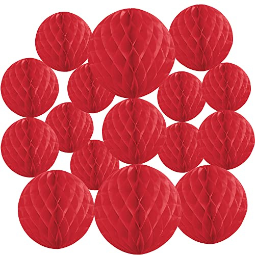 Time to Sparkle 16MIX Tissue Paper Honeycomb Balls Table Centrepiece Lantern Garland Wedding Decoration Red