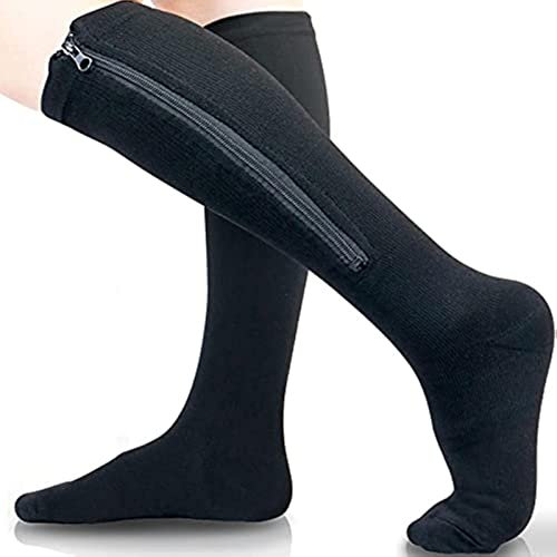Calze a compressione con cerniera donna uomo alta elasticità nylon punta chiusa calza a pressione