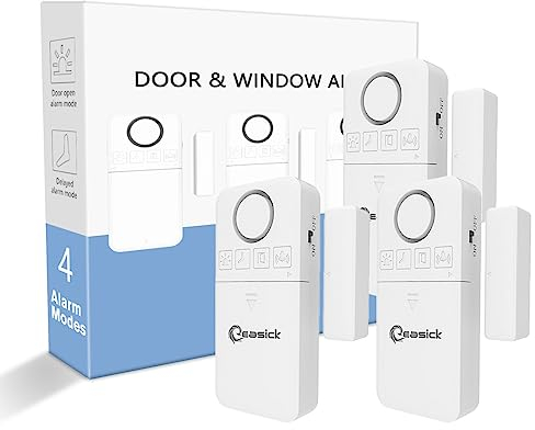 Easick Türalarm Fensteralarm mit LED-Anzeige,4 Verschiedene Modi möglich,Tür- und Fensteralarm,Fensteralarm Kabellos für Türen und Fenster Mit Ton Von 130 dB Batterien Enthalten