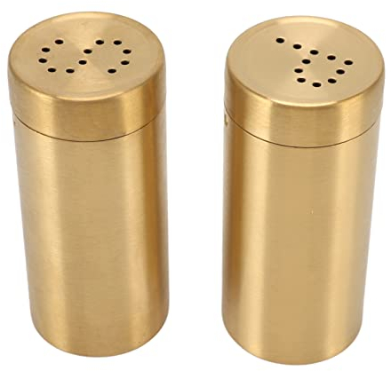 Goldene Salz- und Pfefferstreuer, 2 Stück, Goldenes Gewürzglas, Edelstahl, Rostfrei, mit Schraubverschluss, Oben Offen, Gewürzstreuer für Salz, Zucker, Pfeffer, Paprika