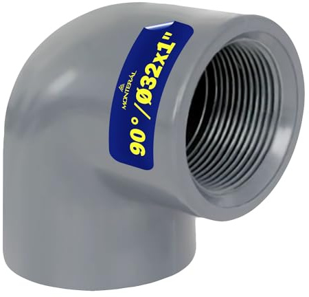 Rohrverbinder PVC U mit 90 Grad Winkel Ø 32 mm x 1” Hat eine Klebeverbindung und Innengewinde - Garantie 10 Jahre - MONTERAL | 10 Jahre Garantie MONTERAL
