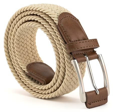 CINTURONTOP Cinturón trenzado acabado en cuero, Cinturón trenzado, Cinturón tela, Cinturones ajustable, Cinturones trenzados hombres, Cinturones trenzados mujer, Ajuste flexible, 100cm