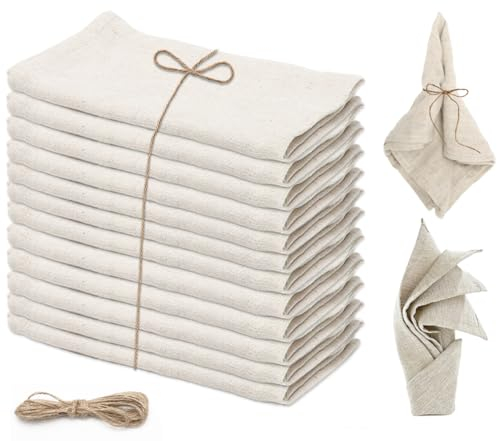Gohytal Stoffservietten, Leinenservietten Wiederverwendbare, 12er Set Nachhaltige Leinen Servietten Stoff, Abwaschbare Servietten Tischdekoration für Hochzeit Geburtstag Party Küche Cafe Restaurant