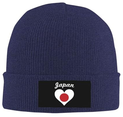 550 Cuffed Plain Hat Lustiges Japan-Flaggen-Herz Winter Beanie Mütze Unisex Laufmützen Warme Thermo Strickmütze Für Skating Winter Herren