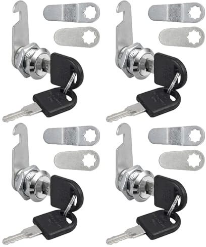 Anhoer 4Pcs Security Mailbox Lock 16mm with Different Keys Barrel Drawer Mail Box Locker Cam Lock Cabinet Drawer Cam Locks for Door Cabinet Cupboard Locker Letter Box Wardrobe