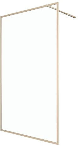 Duschwand 100×200 cm, Gold, Aluminium, 6 mm ESG, Stabilisationsbügel