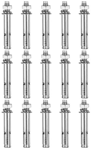 DTGN M8 x 70 Hex Expansion Bolts - 50Pack - Good for Concrete Dry Brick Block Walls - 304 Stainless Steel - Silver