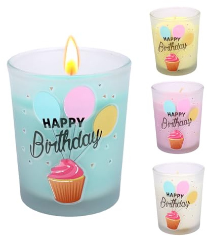 Bolosa Duftkerzen im Glas Windspielduft Geburtstagskerzen, Duftkerze Happy Birthday, Geburtstagsgeschenk für Frauen, Kerze mit Spruch, 150g Duftkerzen Geburtstag, Geschenk Geburtstag Frau