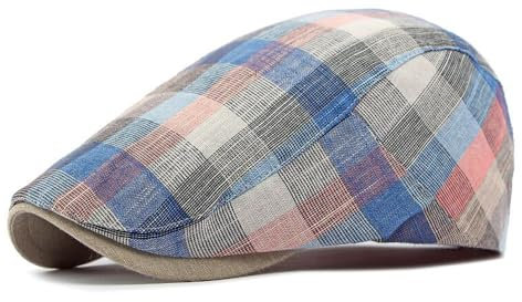 QI YUAN Flatcap Herren Sommer Kariert Schiebermütze Schirmmützen Lässige Kappe (DE/NL/SE/PL, Numerisch, 55, 59, rosa kariert)