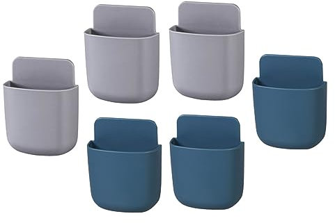 VINTORKY 6stücke Teiliges Wandmontierte Halterungen Für Handy Und Fernbedienungen Selbstklebende Aufbewahrungslösungen Blau Und Bohrfreie Installation Platzsparend Und Praktisch
