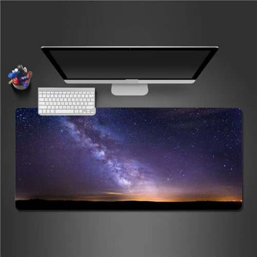 Mauspad XXL Mauspad Gaming 600x300x3mm, Mousepad XL mit Vernähte Kanten, rutschfeste Schreibtischunterlage Große für Verbessert Präzision (Lila Sternenhimmel)
