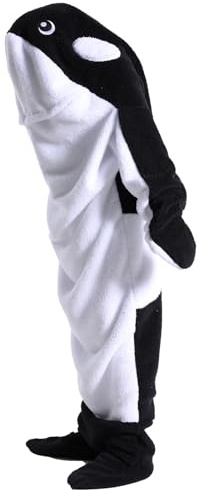 Thigies Coperta con Cappuccio a Balena, Coperta Indossabile con Cappuccio a Coda di Balena Tuta Intera, Sacco a Pelo in Pile Morbido e Accogliente, Costume da Balena Tuta Intera per Adulti Donne