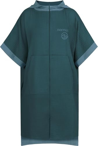 normani Badeponcho aus Waffelpique Handtuch-Poncho aus 100% Viskose leicht und kompakt - Badetuch Surferponcho mit Kapuze für Damen und Herren Farbe Dunkelblau Größe S/M