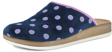 inblu Femme Pantofole Donna A Pois Con Suola Bicolore E Plantare in Vera Pelle Chausson, Bleu, 40 EU