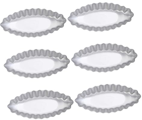 Mikinona Moule à Tartelettes aux Œufs pour Cuisson Créative en Alliage D'aluminium Argenté, Lot de 6 Pièces Antiadhésif de Bateau Lors D'événements de Mariage