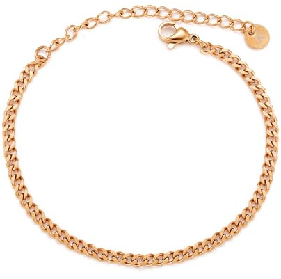 Kim Johanson® Edelstahl Damen Fußkettchen *Sina* in Silber, Gold & Roségold | Panzer Fußkette | Wasserfest | Boho Schmuck für Frauen | Verstellbare Länge | Multi Layer Kette | Schmuckbeutel