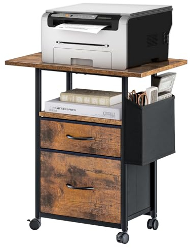 Printer Stand with 2 Fabric Drawers Mobile File Cabinet,End Table On Wheel