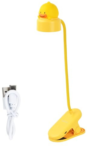Litinliv Recargable Lámpara con clip, 360°Flexible con Clip Luz de Lectura, luz de clip para cama con 3 niveles de brillo, 500mAh luz de cama con clip, Lampara Lectura Recargable (Pato)