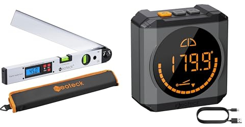 Neoteck Set di Misurazione Angoli Professionale, Goniometro Digitale 400mm 0-225° con Display LCD + Inclinometro Digitale LED Ricaricabile IP54 con Base Magnetica, Alta Precisione ±0.1° per Falegnam
