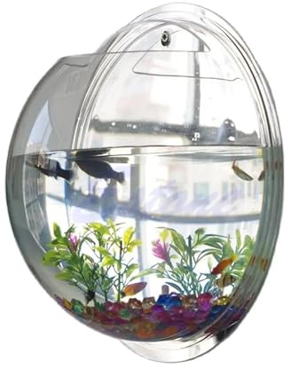 Wall-Mounted Acrylic Fish Bowl - Transparent Hanging Fish Tank & Planter for Home and Office Decor(Mirror)