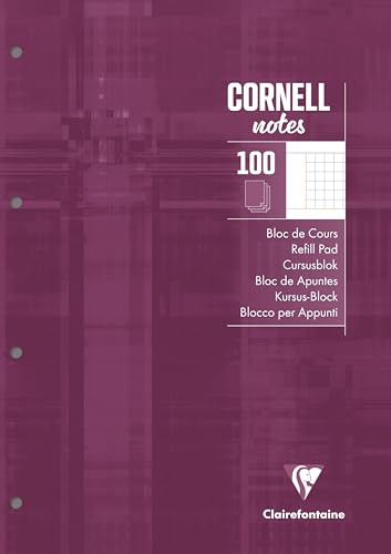 Clairefontaine 58196C - Schreibblock Notizblock CORNELL, DIN A4, 21x29,7 cm, 100 Blatt kariert 90g, 4-fach gelocht, 1 Stück