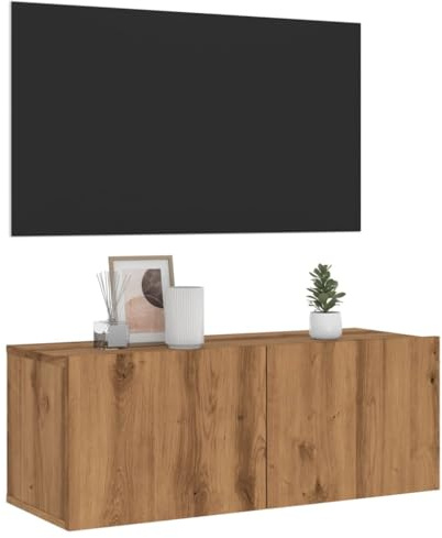 Myheimly TV Schrank mit 2 Klapptüren TV Möbel,Hängeboard,Lowboard Fernsehtisch Fernsehschrank Sideboard Holzwerkstoff Eiche handwerklich,80 cm