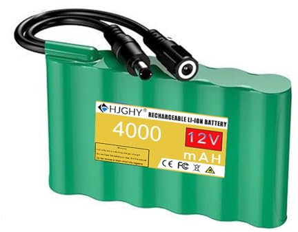 HJGHY 12V 4000mAh Rechargeable Lithium Battery 12 Volts Lithium Battery Pack with Charger for LED Light Strips Camera Audio Monitoring Xenon Spare Robotics,12V 4000mAh,two