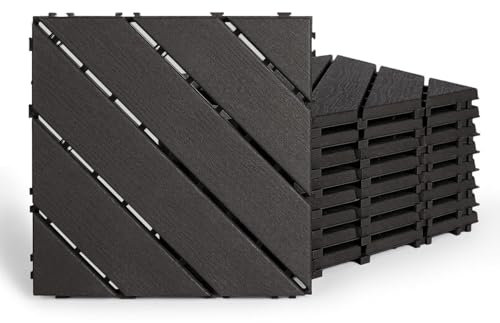 PVC-Bodenfliesen für den Außenbereich, rutschfest, wasserdicht, Terrassenfliesen für Terrasse, Balkon, Garten (30 x 30 cm, 3 Stile) (C-Stil)