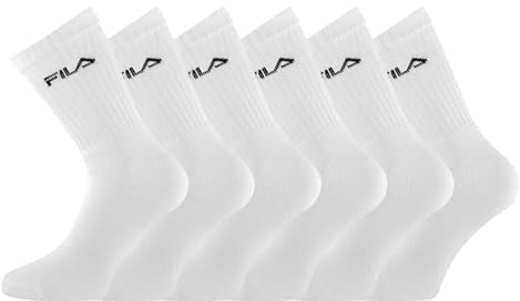 Fila Calzini Uomo e Donna 43-46, Cotone Rigenerato Set di 6, Bianco