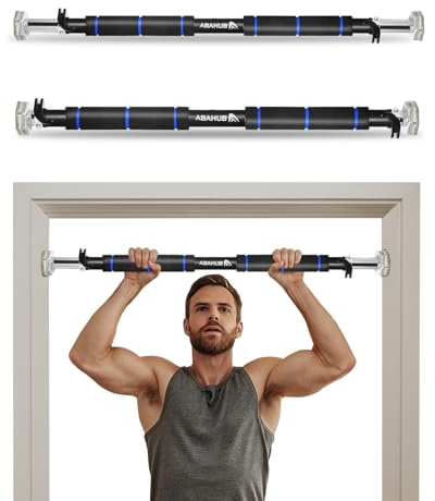 Barre de Traction Porte Réglable 65-100cm sans Vis - Poignées Mousse & Verrouillage Sécurisé pour Entraînement Intensif - Pull Up Bar 100kg pour Dominadas/Musculation à Domicile - Noir/Blu