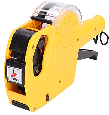 Dioche Manuelles Etikettierungsmaschinenbezeichnungsbezeichnung Applicator Label -Maschine 8 Ziffern Preisschild -Label -Hersteller mit Tragbarem Preismarkierungswerkzeug für den Home (Yellow)